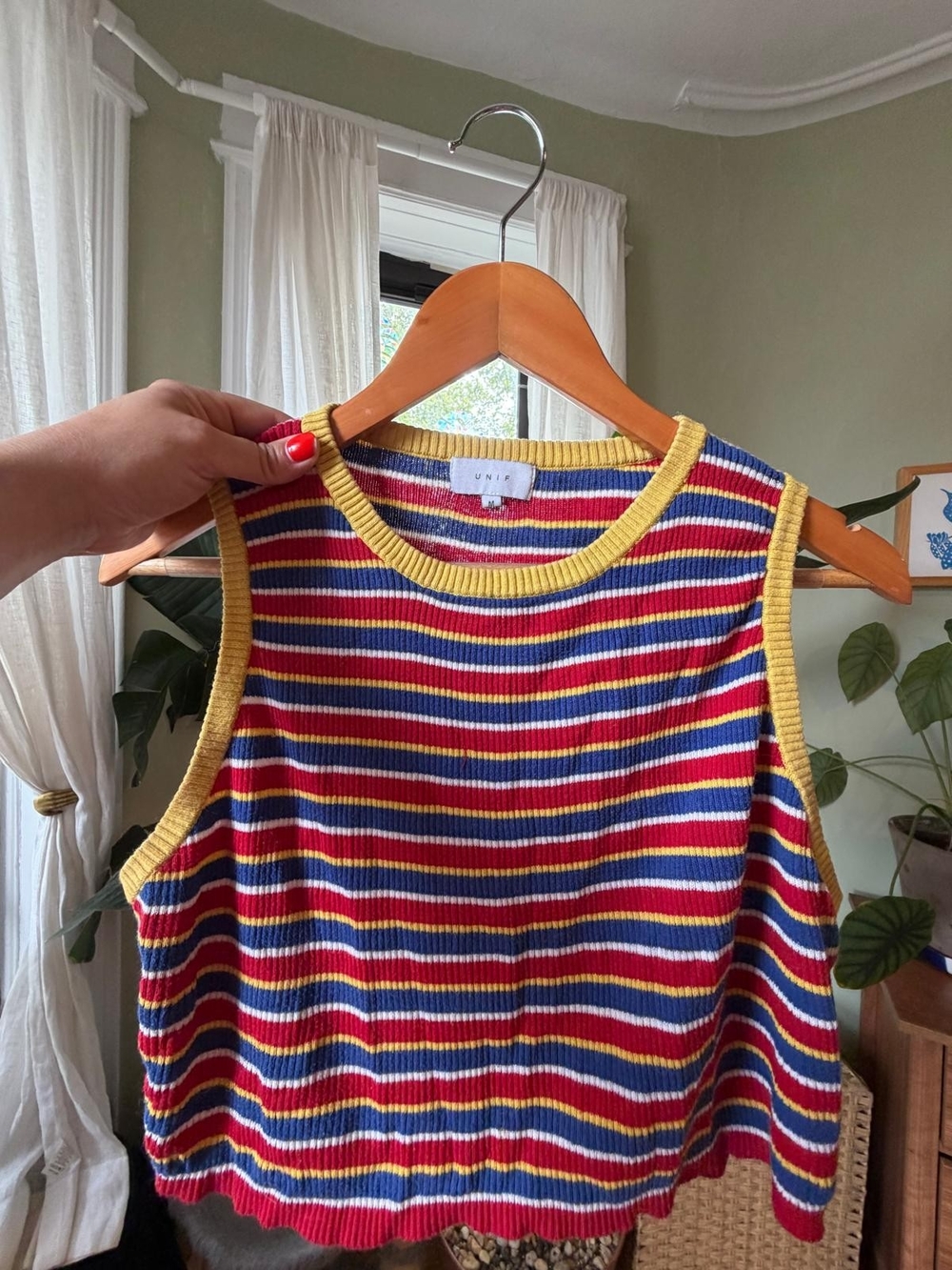 Unif Striped Knit Tank Top in Red, Blue & Yellow
